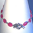 DKC ~ Faceted Pink Jade Necklace with a Sterling Silver Flower Clasp